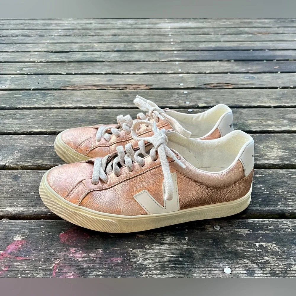 Anthropologie VEJA Rose Gold Metallic Esplar Sneakers - Picture 8 of 12
